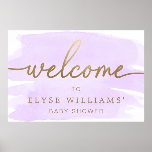 Purple Watercolour Gold Welcome Sign Poster