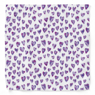 Purple Watercolour Heart Bandana