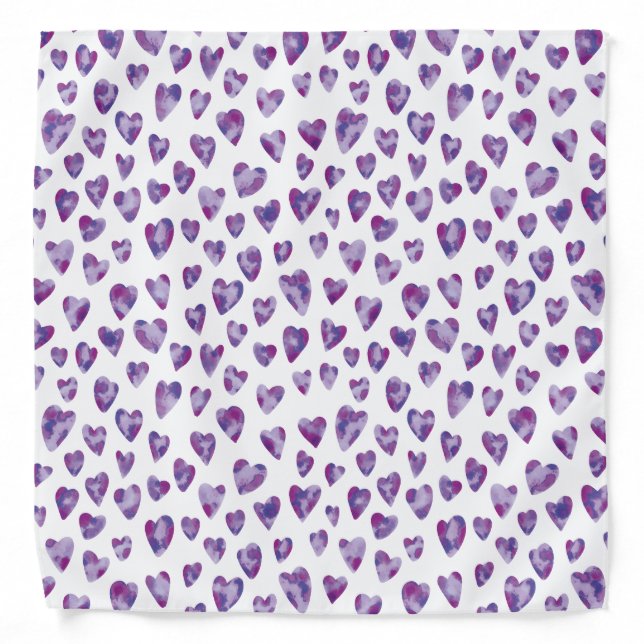 Purple Watercolour Heart Bandana (Front)