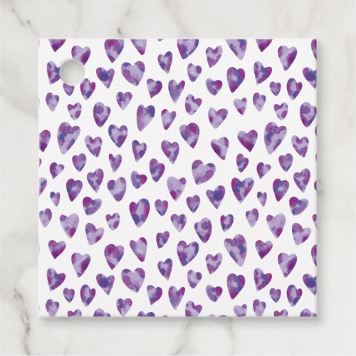 Purple Watercolour Heart Favor Tags