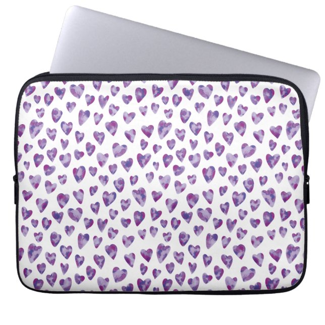 Purple Watercolour Heart Laptop Sleeve (Front)