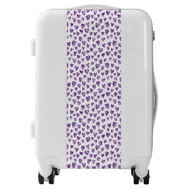Purple Watercolour Heart Luggage (Front)