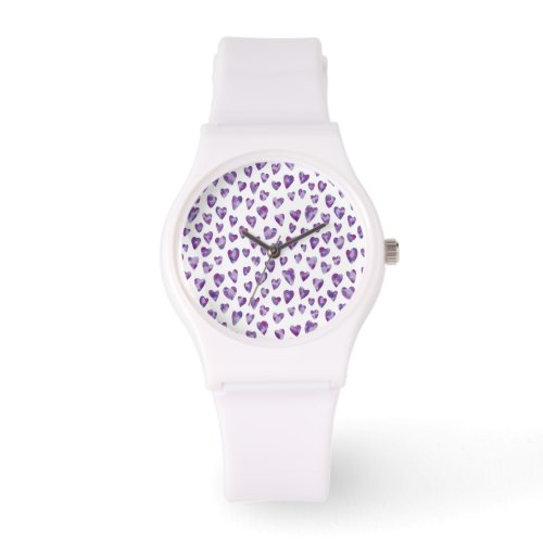 Purple Watercolour Heart Watch