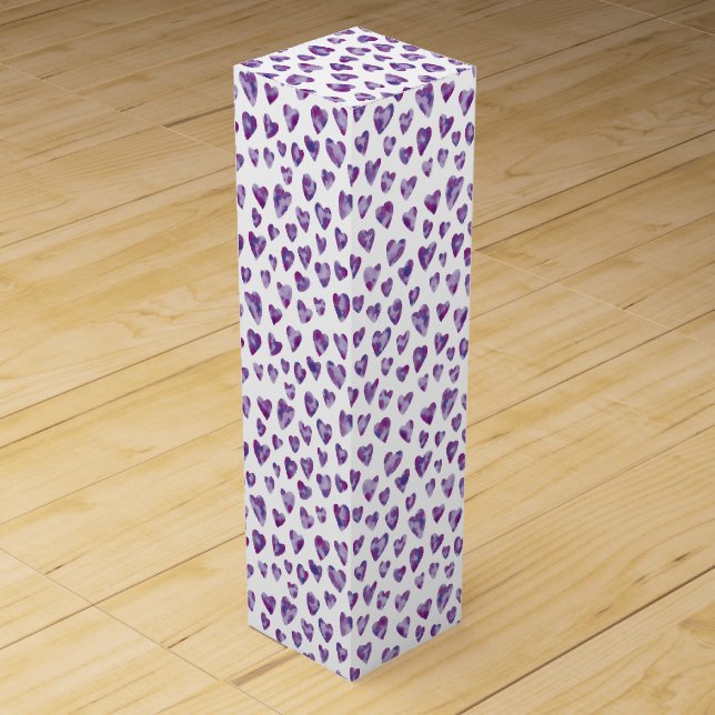Purple Watercolour Heart Wine Box (Front)