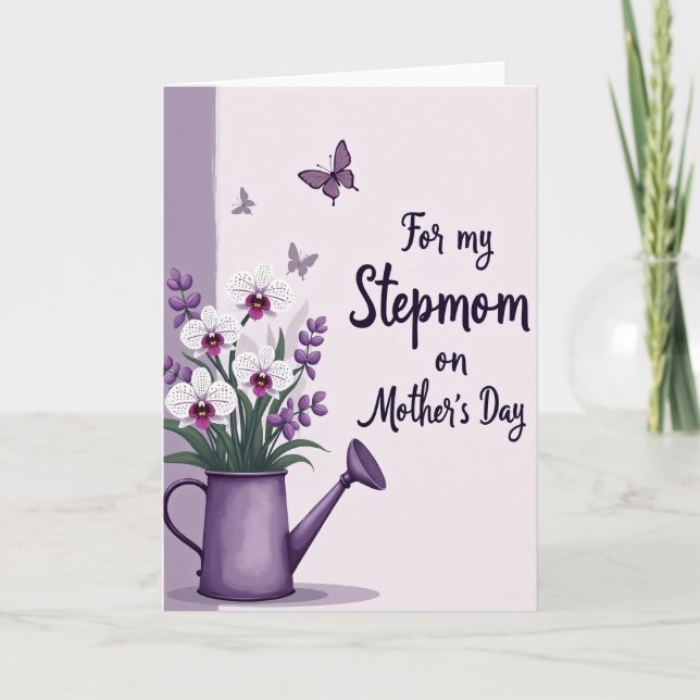 Purple Watering Can Mothers Day Card (Front)