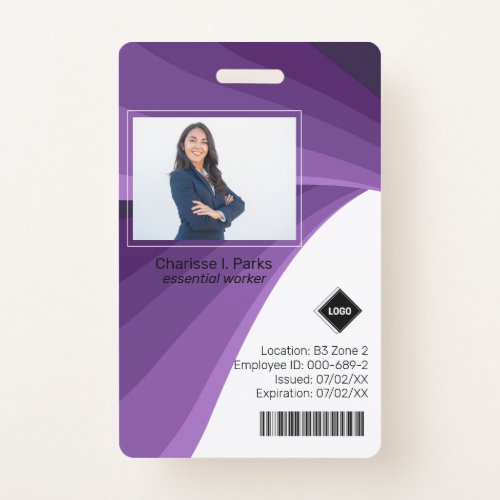 Purple Wave  Employee Photo ID Company Security Badge