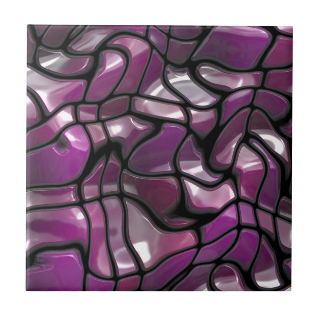 Purple Waves Abstract Tile (Front)