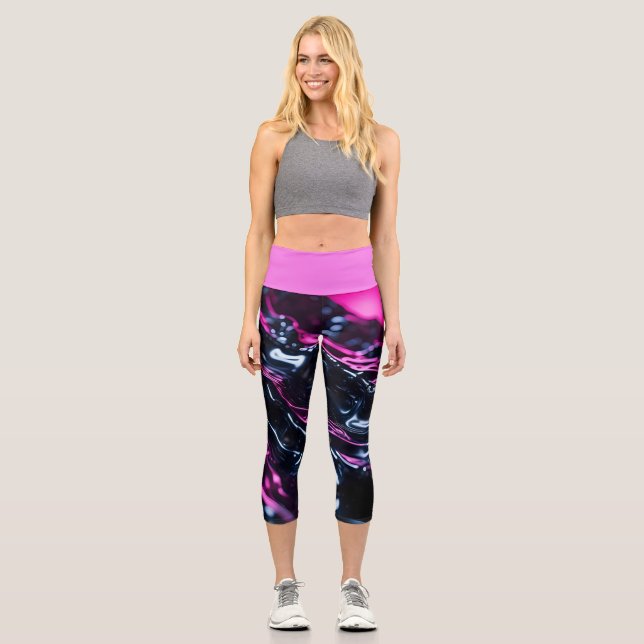 Purple Waves Capri Leggings (Front)