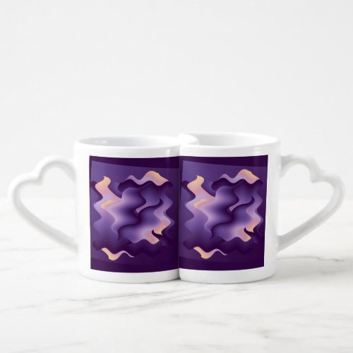 Purple waves coffee mug set