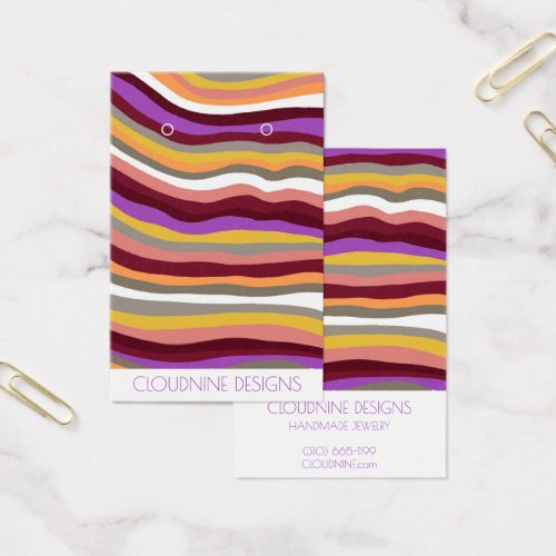 Purple Waves Earring Necklace Jewelry Display Card