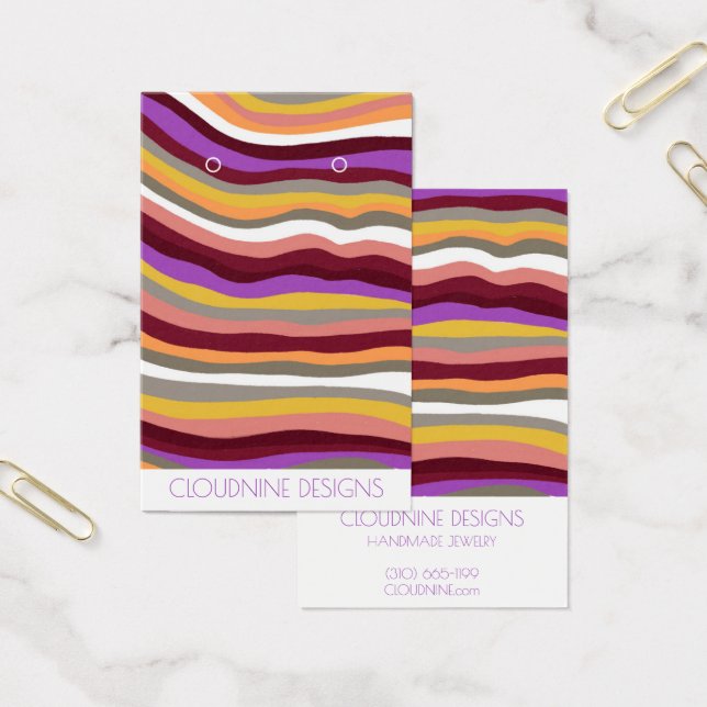 Purple Waves Earring Necklace Jewelry Display Card (Office)