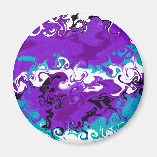 Purple Waves Fluid Art   Magnet (Front)