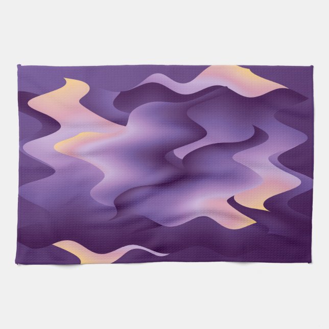 Purple waves kitchen towel (Horizontal)