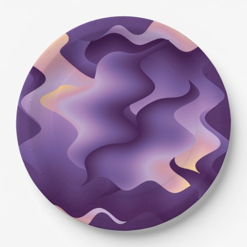 Purple waves paper plates