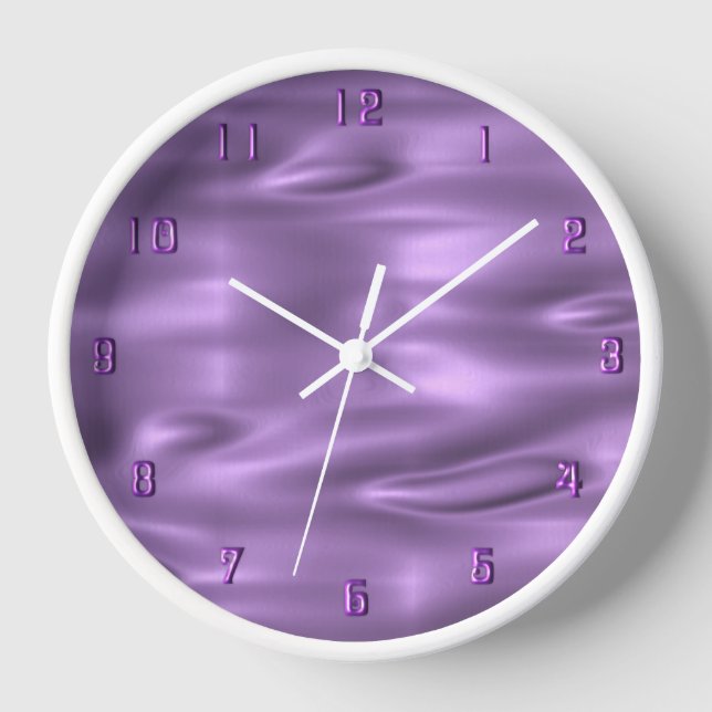 Purple Waves Purple Numbers Wall Clock (Front)