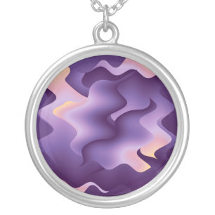 Purple waves silver plated necklace