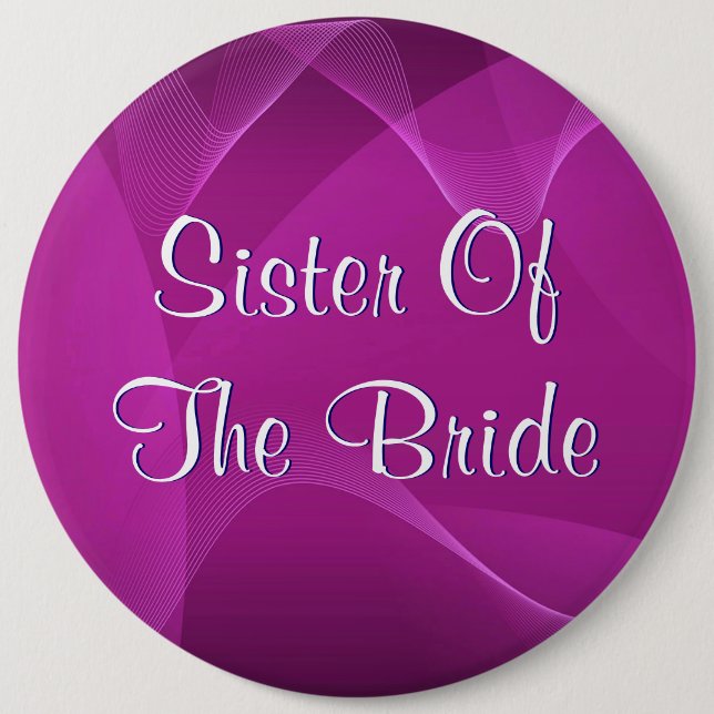 Purple Waves Sister Of The Bride Pinback Button (Front)