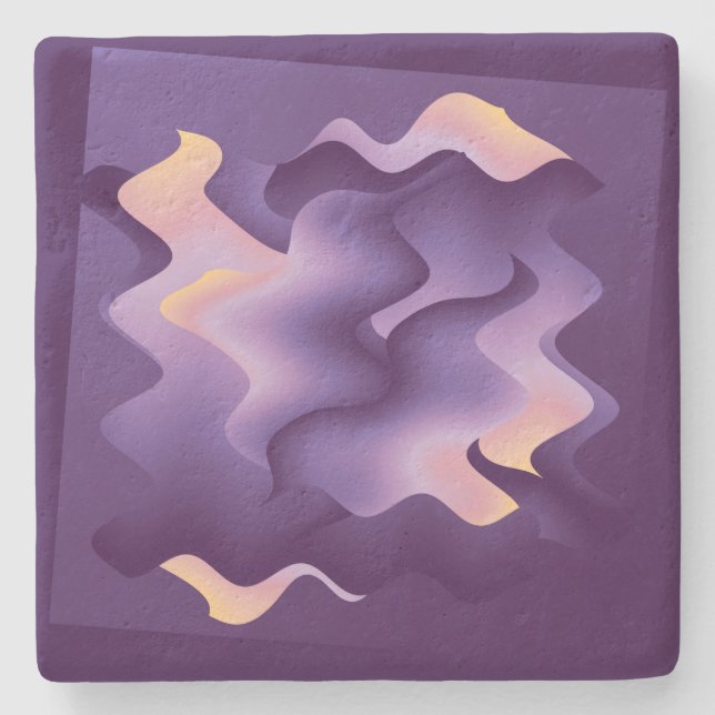 Purple waves stone coaster (Front)
