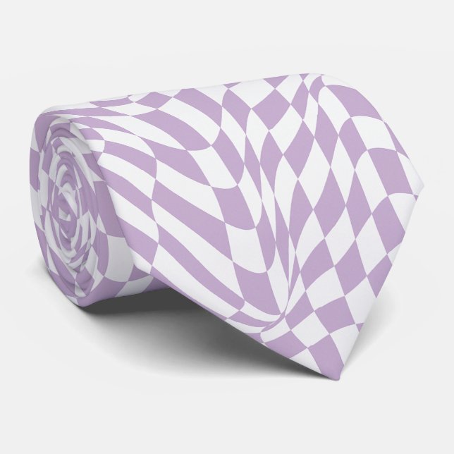 Purple wavy checks neck tie (Rolled)