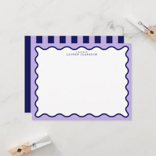 Purple Wavy Frame Note Card with Striped Back