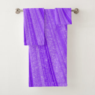 Purple Wavy Glitter Bath Towel Set