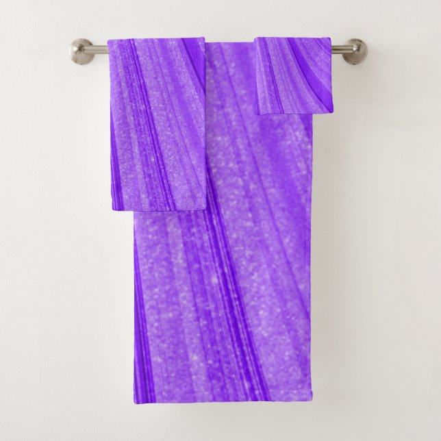 Purple Wavy Glitter Bath Towel Set (Insitu)