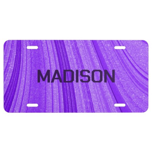 Purple Wavy Glitter License Plate