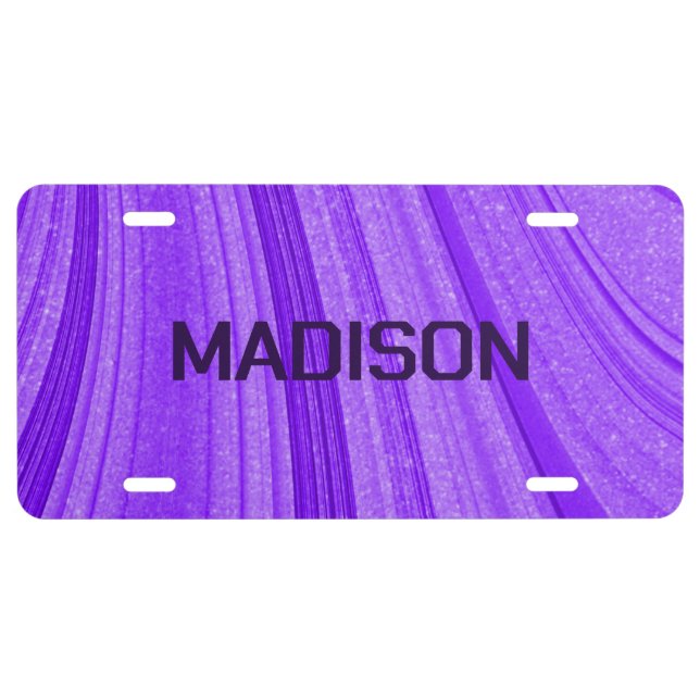 Purple Wavy Glitter License Plate (Front)