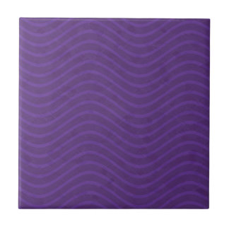 Purple Wavy Lines Pattern Ceramic Tile
