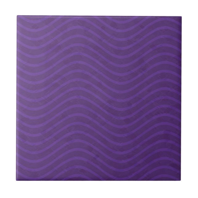 Purple Wavy Lines Pattern Ceramic Tile (Front)
