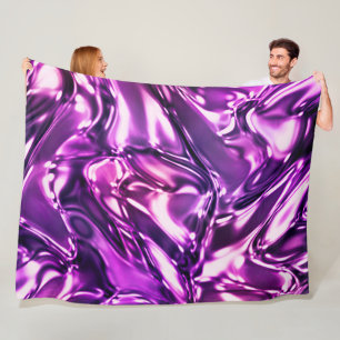 Purple Wavy Metallic Look Fleece Blanket