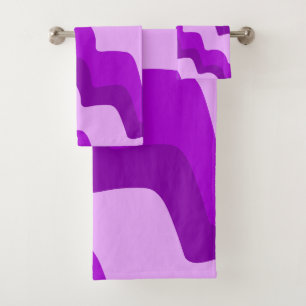 Purple wavy ocean waves gradient  bath towel set