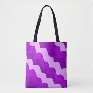 Purple wavy ocean waves gradient tote bag