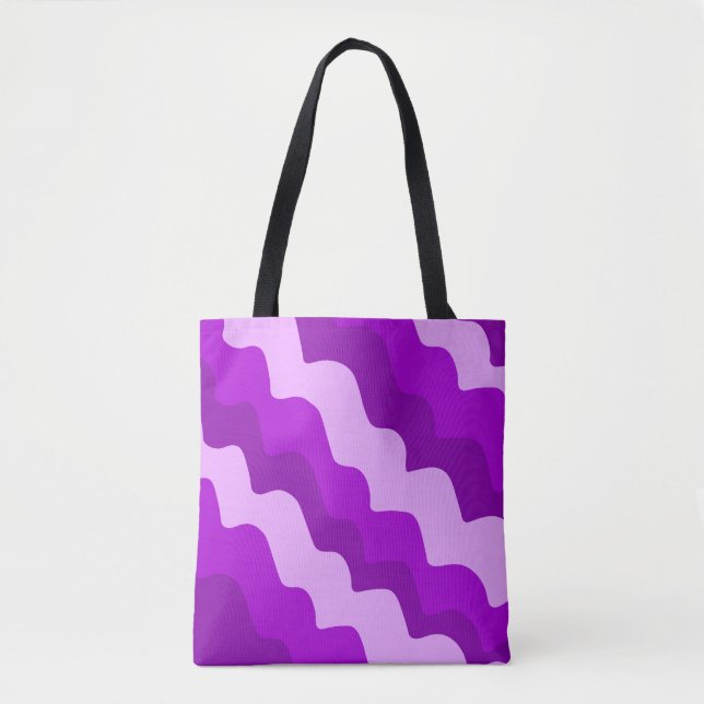 Purple wavy ocean waves gradient  tote bag (Front)