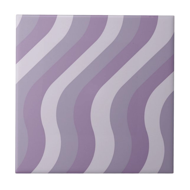 Purple Wavy Stripes Pattern Retro Y2K Chic  Ceramic Tile (Front)
