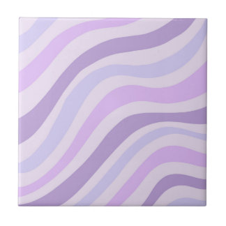Purple Wavy Stripes Pattern Retro Y2K Chic Ceramic Tile