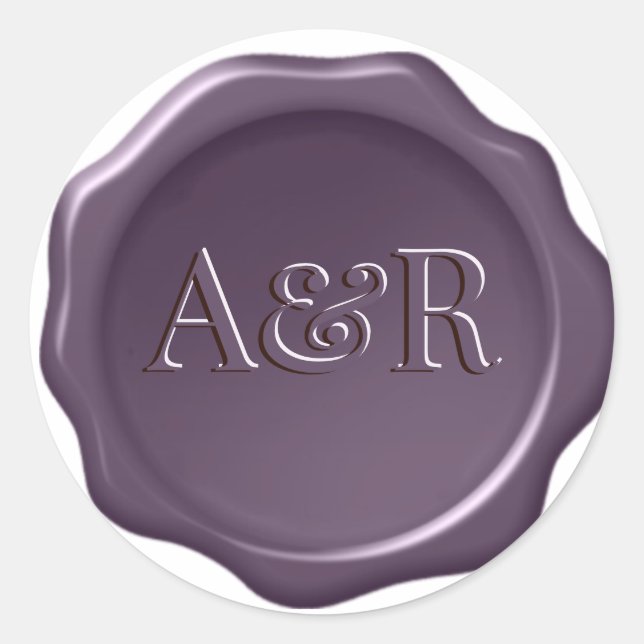 Purple Wax seal Sticker monogram, (Front)