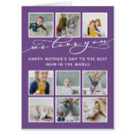 Purple We Love You Mother's Day Photo Collage Big Card Purple We Love You Mother's Day Photo Collage Big Card