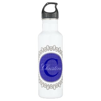 Purple Weave Glitzy Custom Monogram Stainless Steel Water Bottle