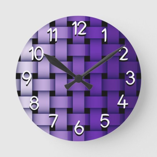 Purple Weave Large Pattern Clock