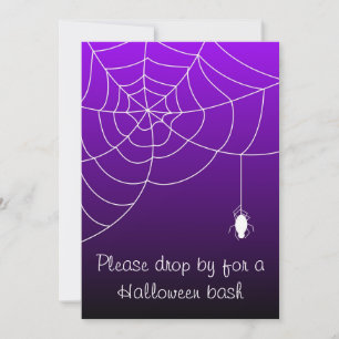 Purple Web of Fright Halloween Party Invitation