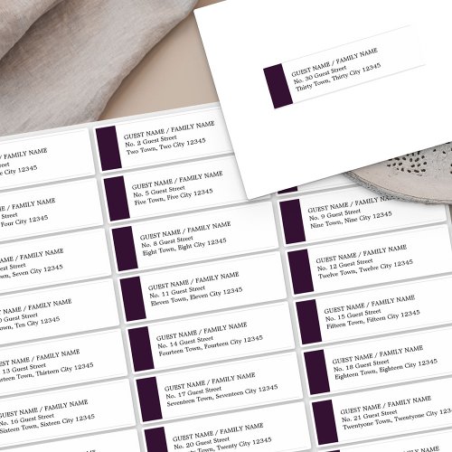 Purple Wedding 30 Guest Address Labels