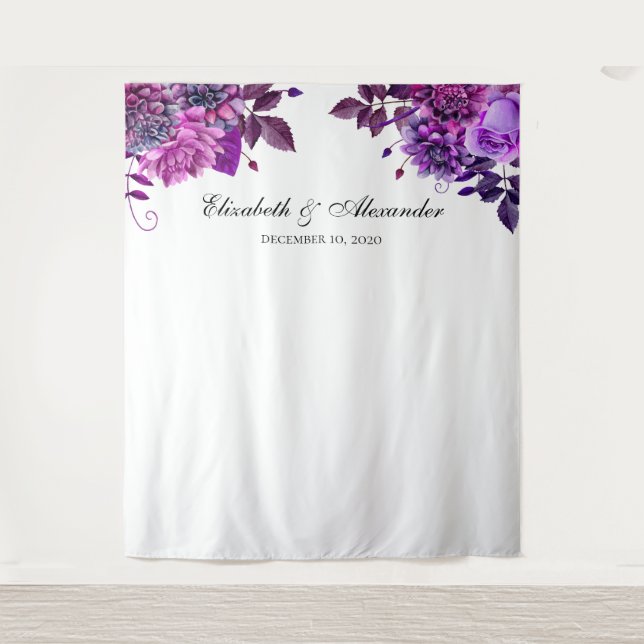 Purple wedding backdrop. Photobooth background Tapestry (Front)