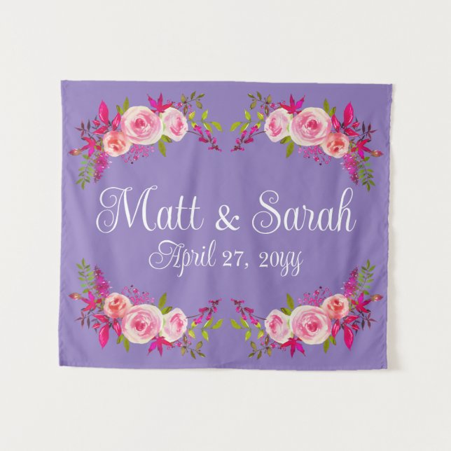 Purple Wedding Backdrop Reception Photo Booth Prop (Front (Horizontal))