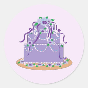 Purple Wedding Cake Classic Round Sticker