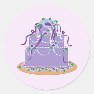 Purple Wedding Cake Classic Round Sticker