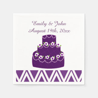 Purple Wedding Cake Paper Napkins