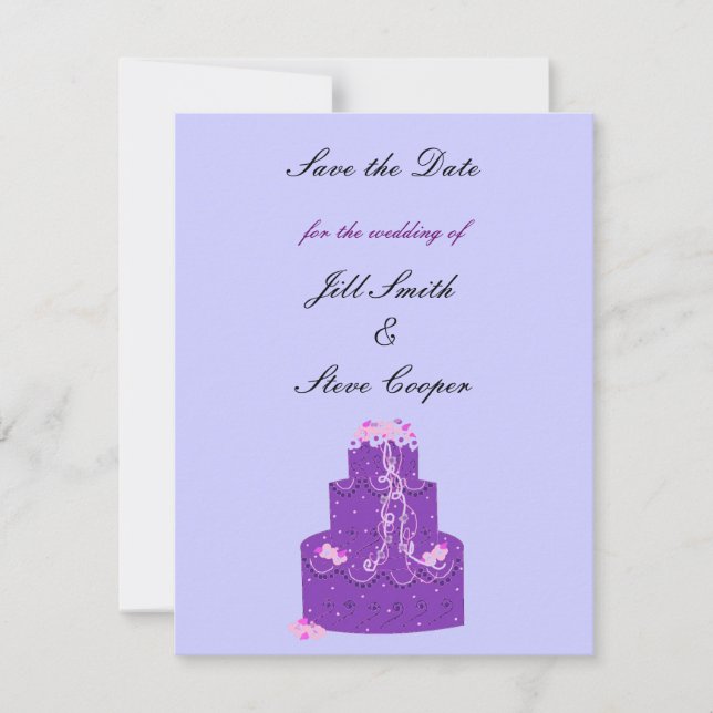 Purple Wedding Cake Save the Date (Front)
