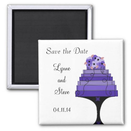 Purple Wedding Cake Save the Date Magnet