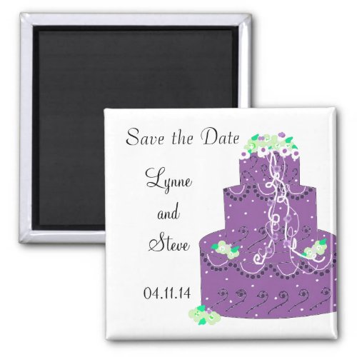 Purple Wedding Cake Save the Date Magnet